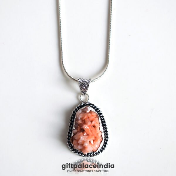 Pink Heulandite locket