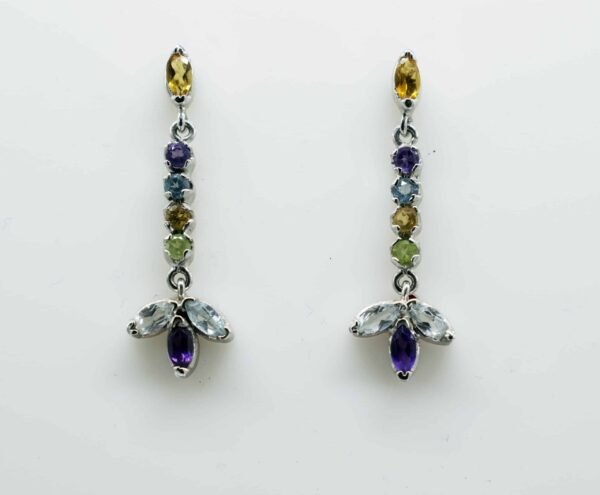 Multi gems Earrings in sterling silver