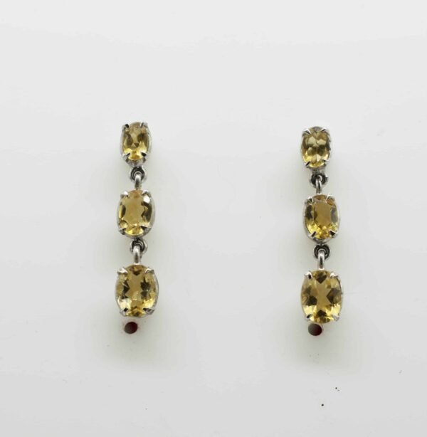 Citrine triple drop sterling silver earrings