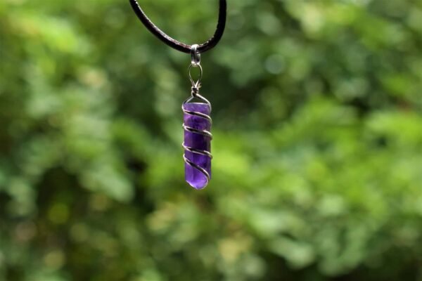 Amethyst wire wrapped pendant