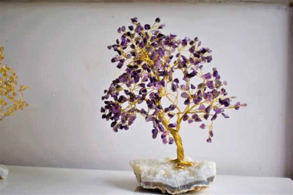 Anxiety Reliever Amethyst Tree On Clear quartz cluster - Image 3