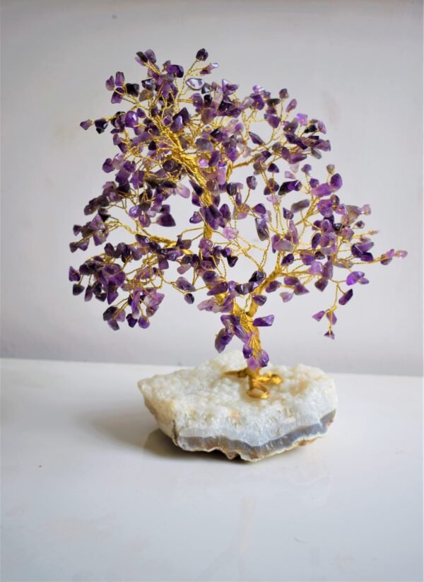 Anxiety Reliever Amethyst Tree On Clear quartz cluster - Image 4