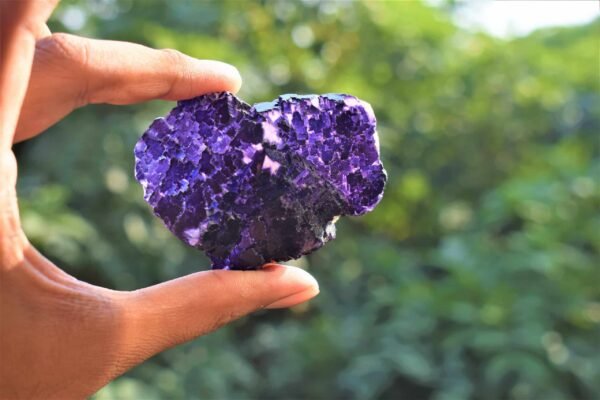 Natural Rare Purple Fluorite heart shape with mini cubic Cluster.