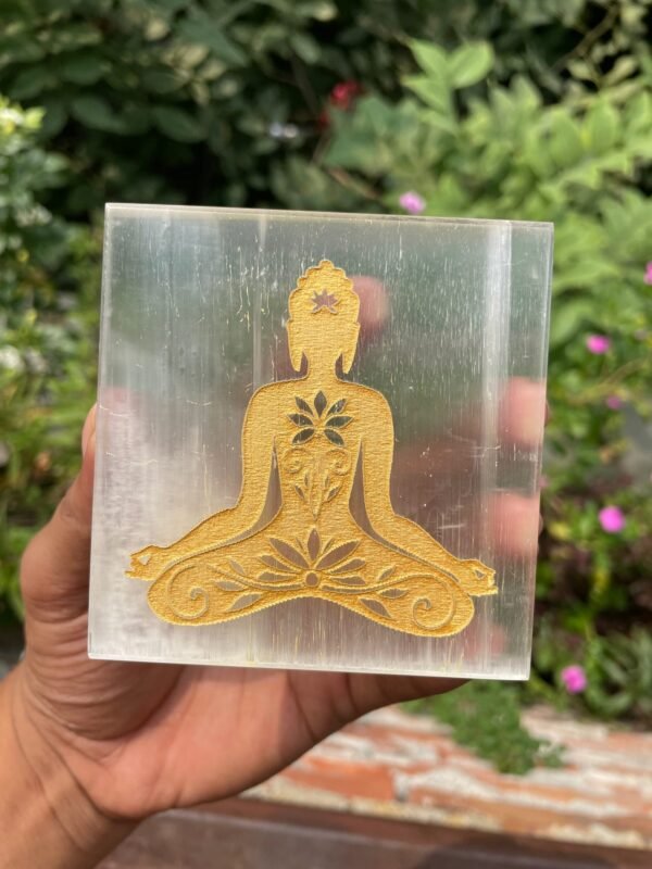 Budha Engraved selenite Plate