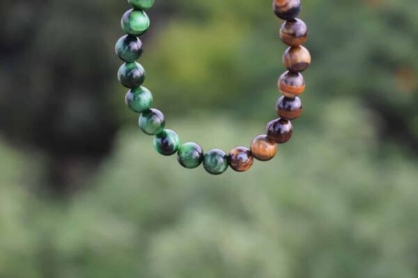 Green & Blue Tiger eyes bead bracelet - Image 4